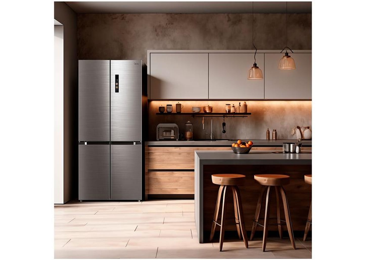 Geladeira/Refrigerador Midea Smart Frost Free French Door Prata 474L MD-RF691FGD463 Bivolt