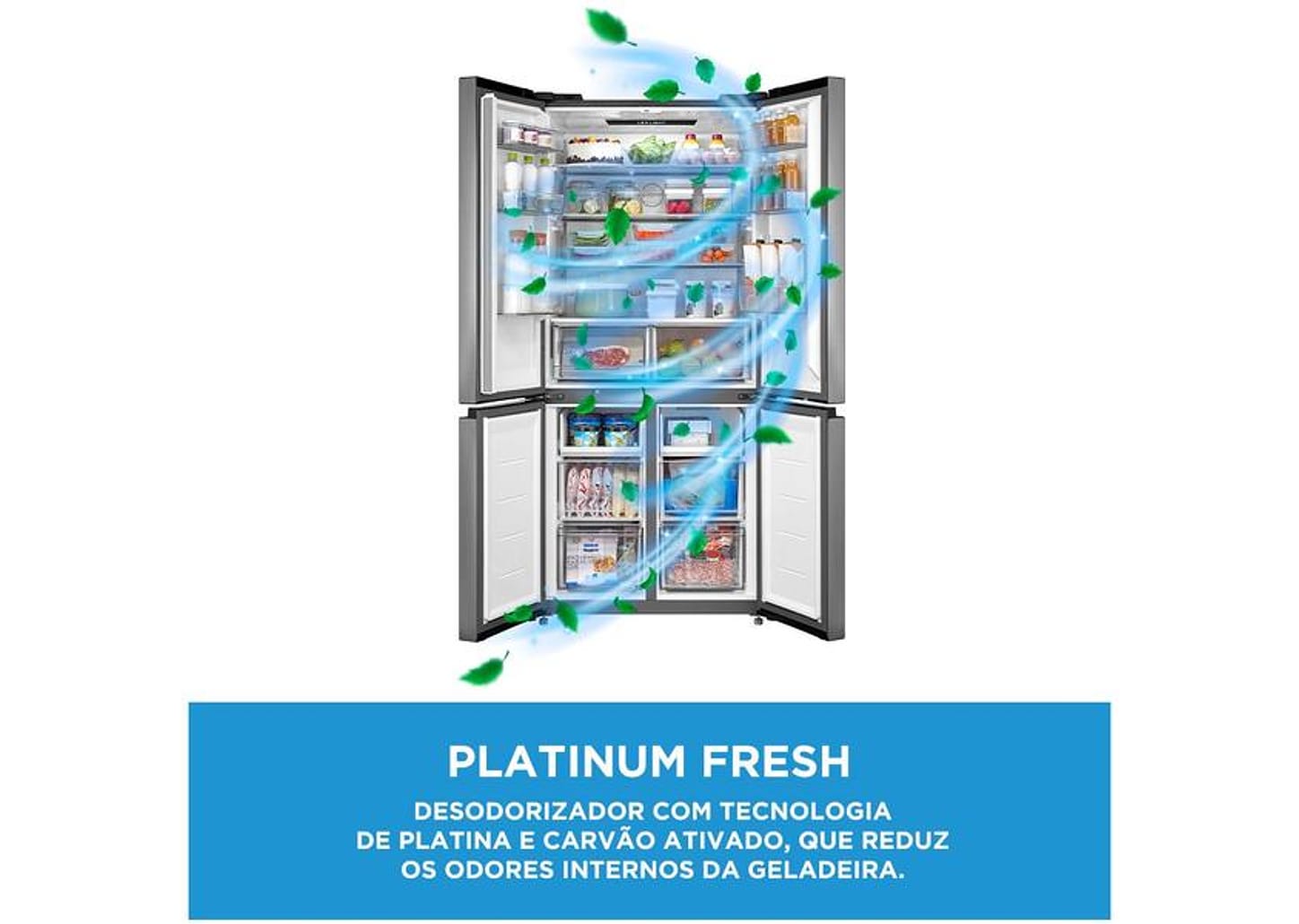 Geladeira/Refrigerador Midea Smart Frost Free French Door Prata 474L MD-RF691FGD463 Bivolt