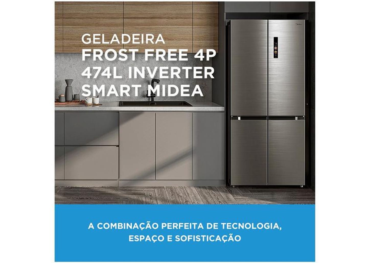 Geladeira/Refrigerador Midea Smart Frost Free French Door Prata 474L MD-RF691FGD463 Bivolt