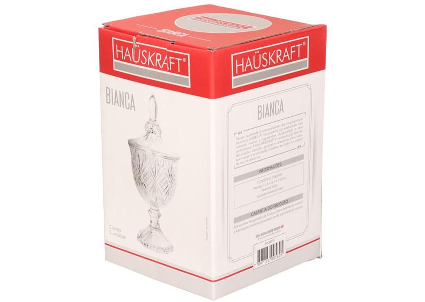 Potiche de Vidro com Tampa 24,5cm Hauskraft - Bianca