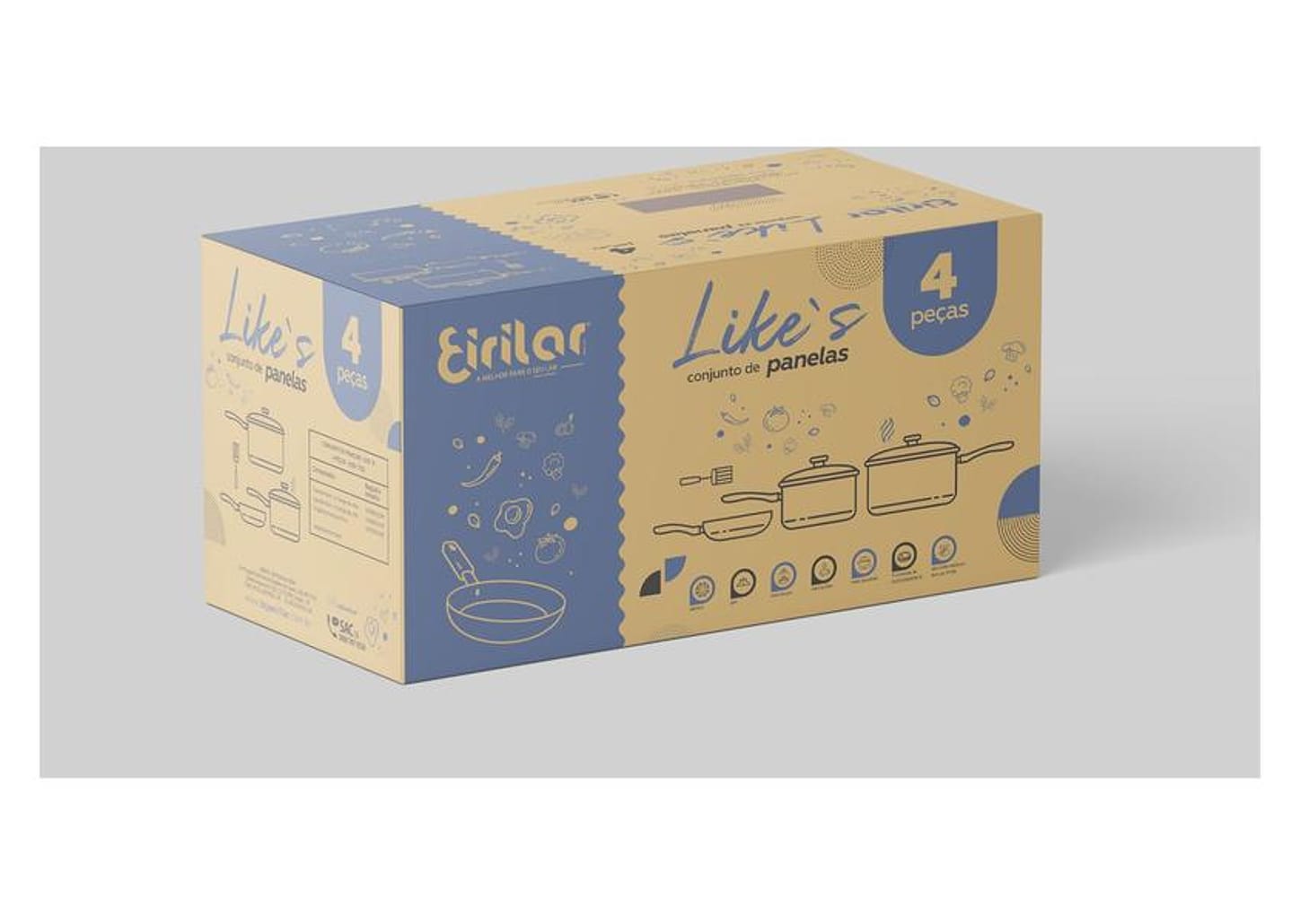 Jogo de Panelas Eirilar Antiaderente de Alumínio Grafite 4 Peças Like-S