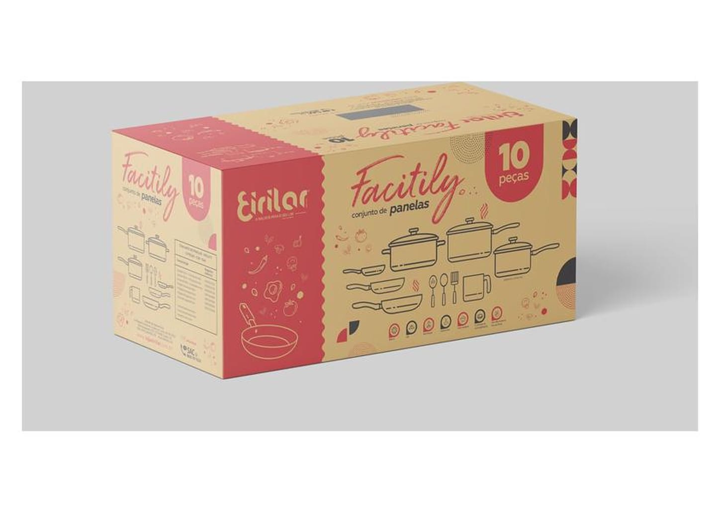 Jogo de Panelas Eirilar Antiaderente de Alumínio Grafite 10 Peças Facility