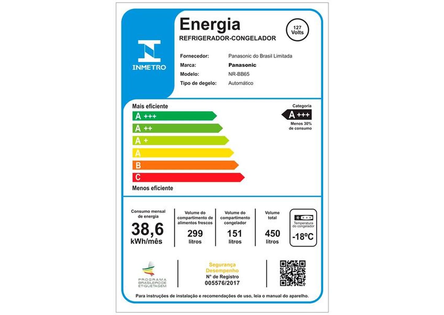 Geladeira/Refrigerador Panasonic Frost Free Duplex Inverse Black Glass 450L BB65
