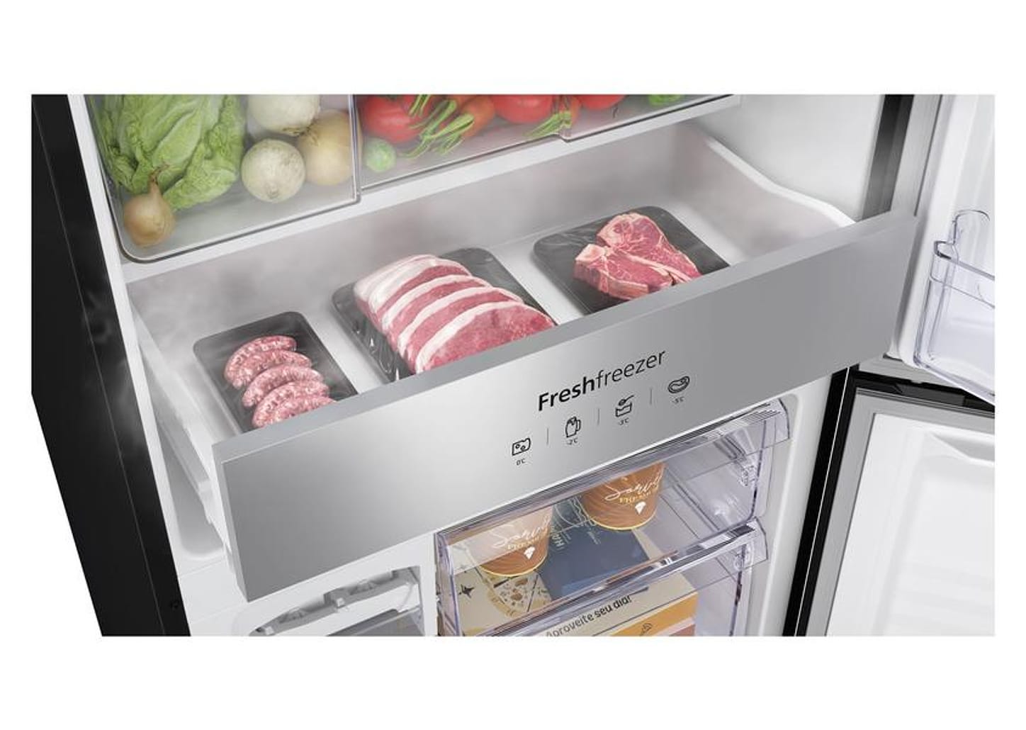 Geladeira/Refrigerador Panasonic Frost Free Duplex Inverse Black Glass 450L BB65