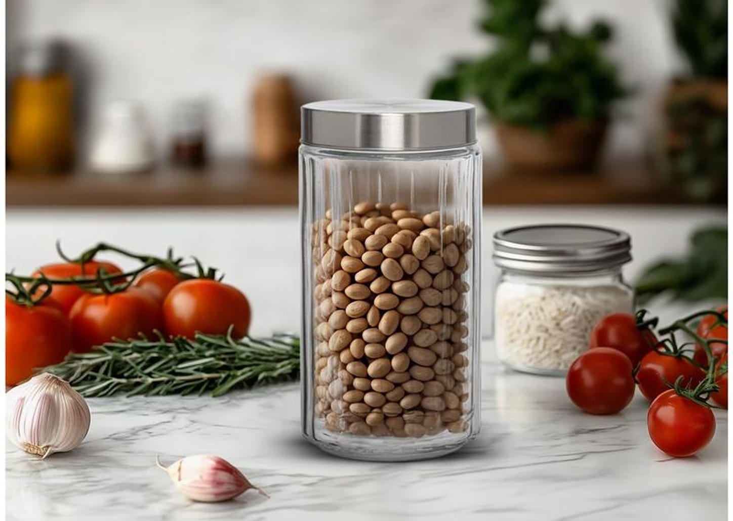 Pote de Vidro Hauskraft com Tampa Redondo 1,7L Cabane