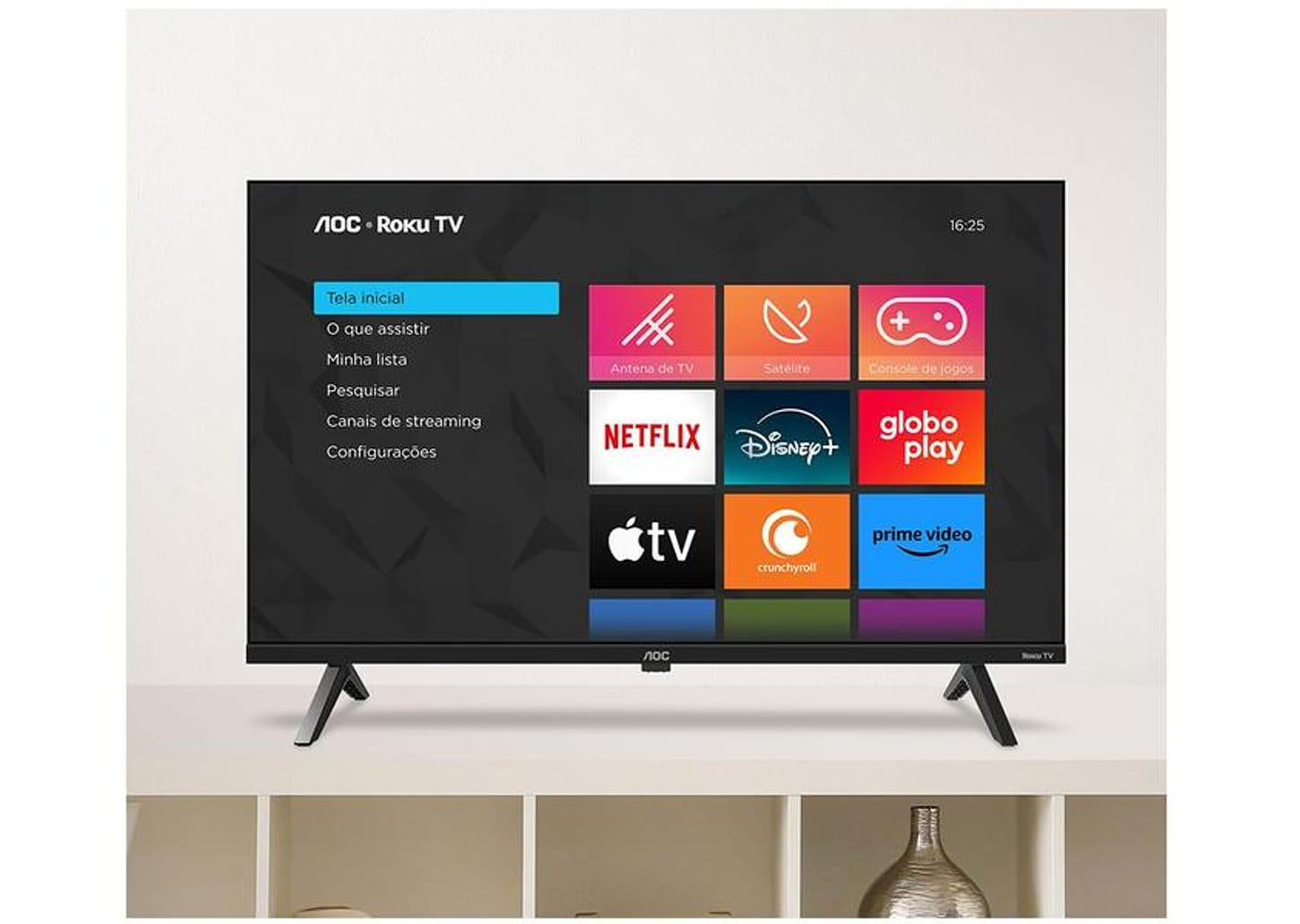 Smart TV 32" HD DLED AOC Série 5045 32S5045/78G Wi-Fi Bluetooth Google Assistente 3 HDMI 1 USB