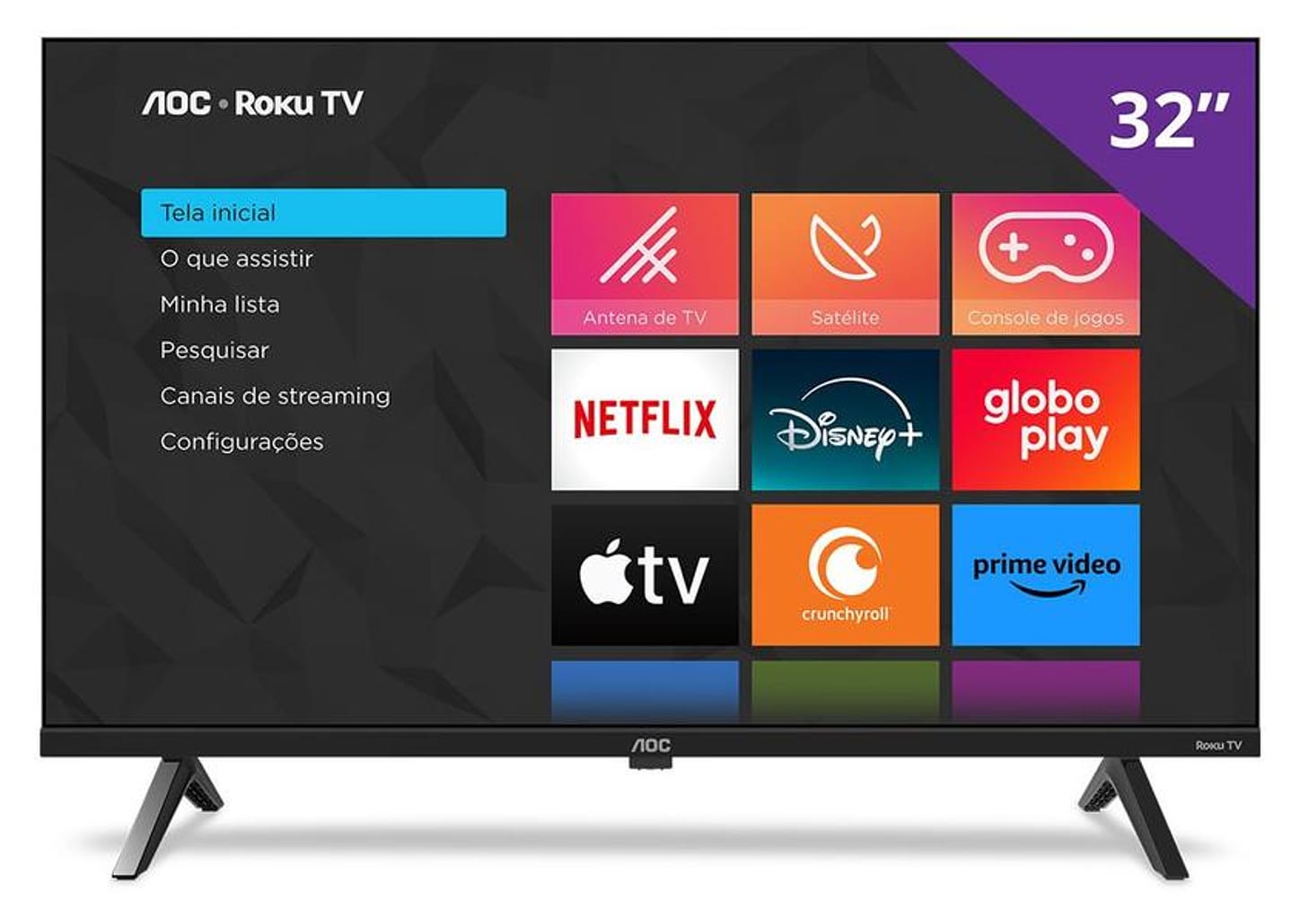 Smart TV 32" HD DLED AOC Série 5045 32S5045/78G Wi-Fi Bluetooth Google Assistente 3 HDMI 1 USB