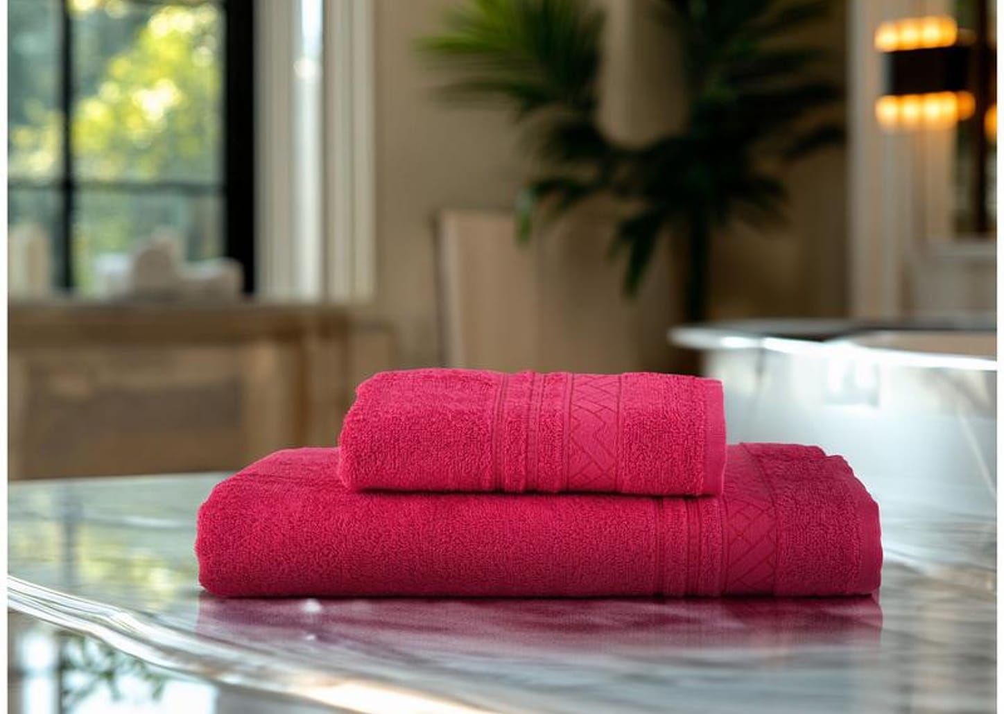 Jogo de Toalhas de Banho e Rosto Dohler de Algodão Premium Vermelho 2 Peças