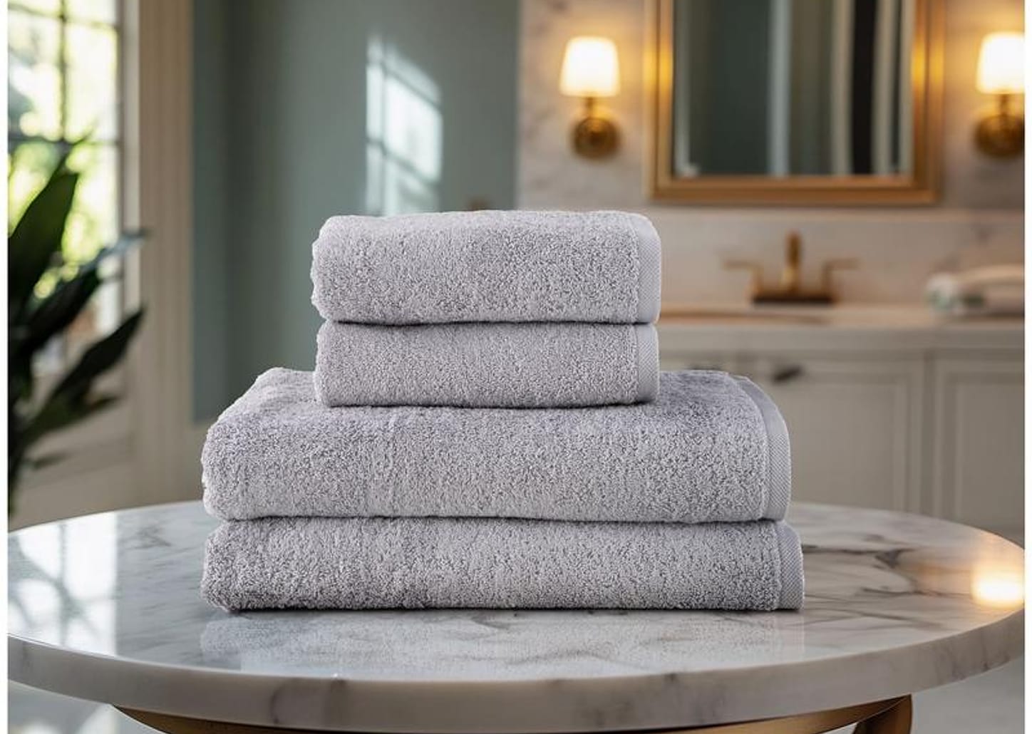 Jogo de Toalhas de Banho e Rosto Dohler 100% Algodão Florença Cinza 4 Peças