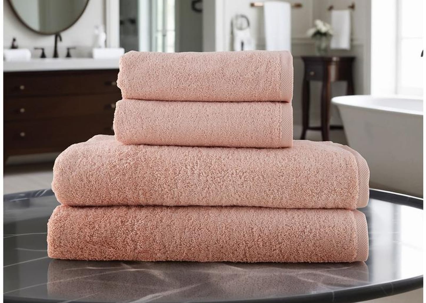 Jogo de Toalhas de Banho e Rosto Dohler 100% Algodão Florença Salmão 4 Peças