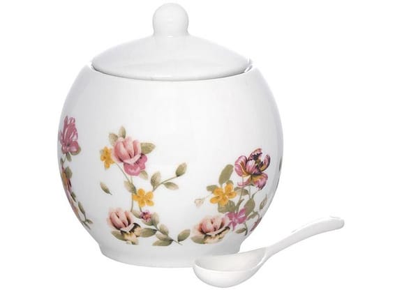 Açucareiro de Porcelana com Colher Hauskraft Le Jardin