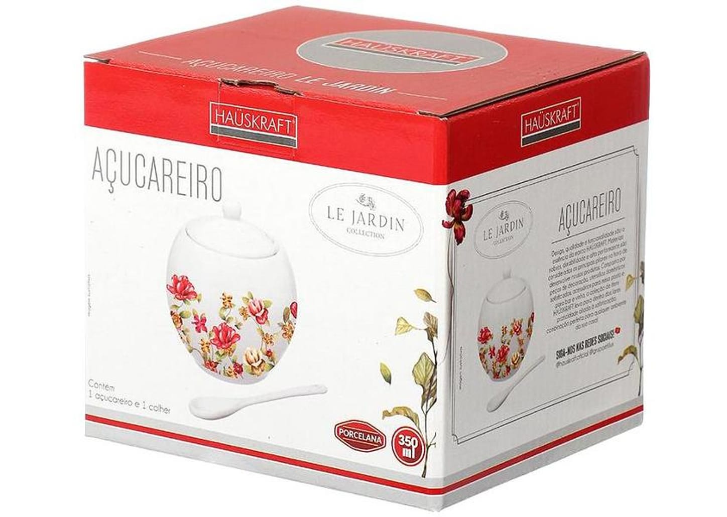 Açucareiro de Porcelana com Colher Hauskraft Le Jardin