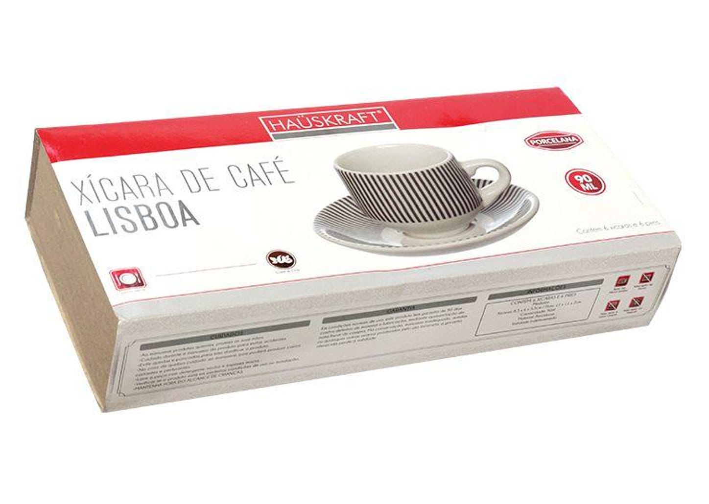 Jogo de Xícaras de Café 90ml Hauskraft Lisboa 6 Peças
