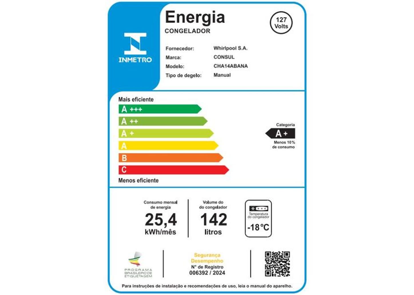 Freezer Horizontal Consul 1 Porta 142L CHA14AB CHA14ABBNA