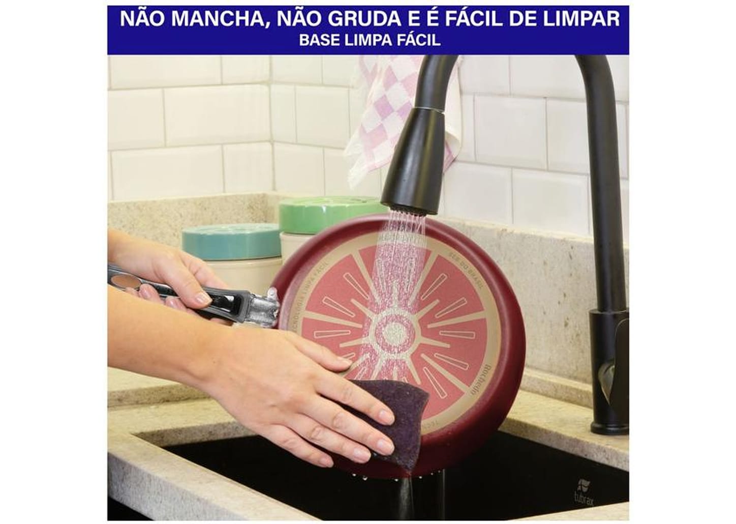 Frigideira Antiaderente Rochedo de Alumínio Facilita Vermelho 24cm