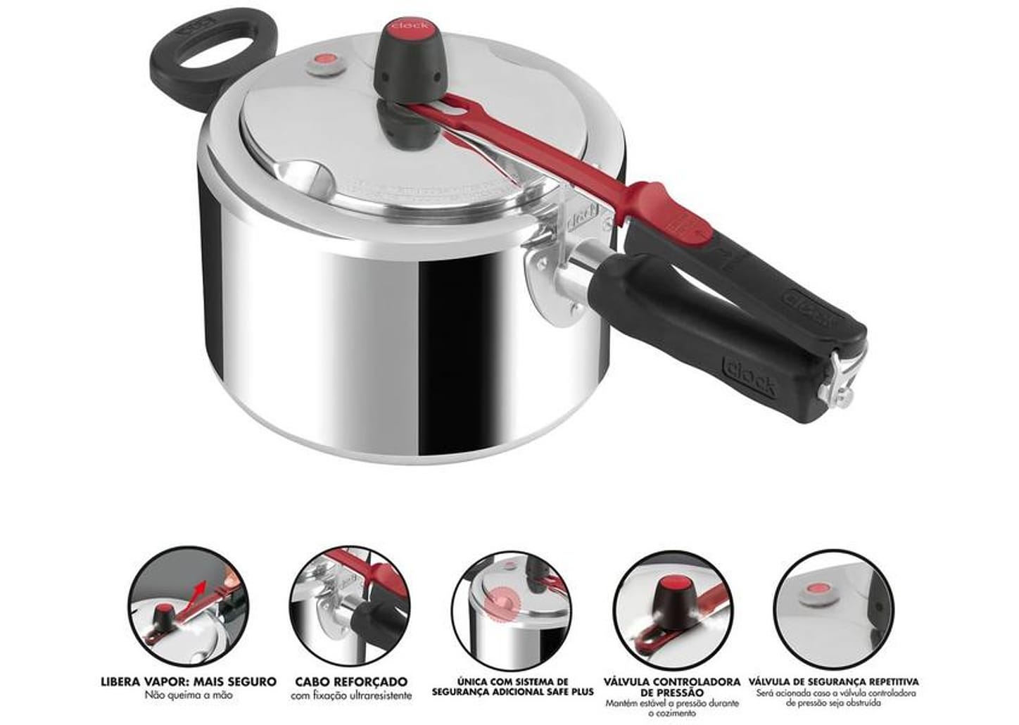 Panela de Pressão Clock 3L Prata Original+