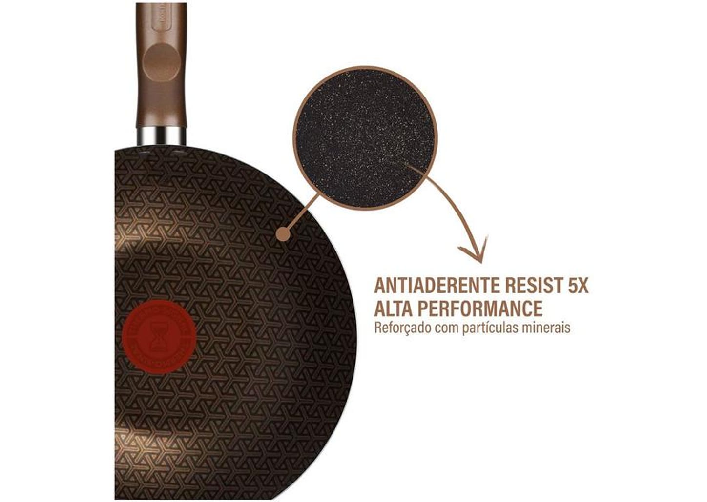 Panela Wok Antiaderente Rochedo de Alumínio Expert Chocolate 24cm