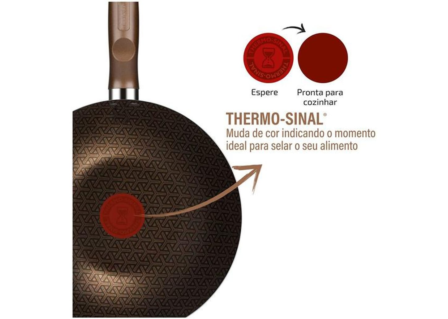 Panela Wok Antiaderente Rochedo de Alumínio Expert Chocolate 24cm