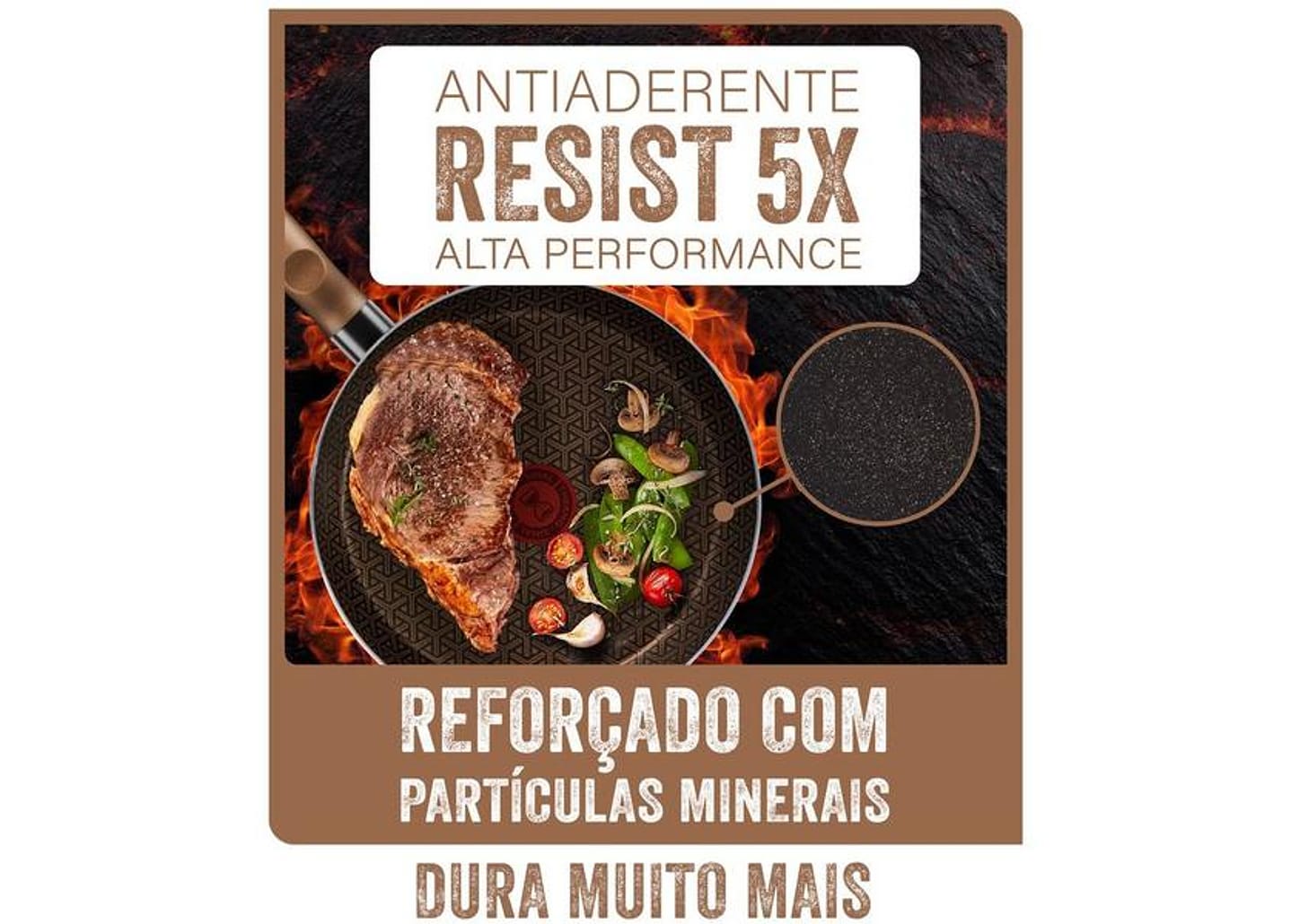 Panela Wok Antiaderente Rochedo de Alumínio Expert Chocolate 24cm