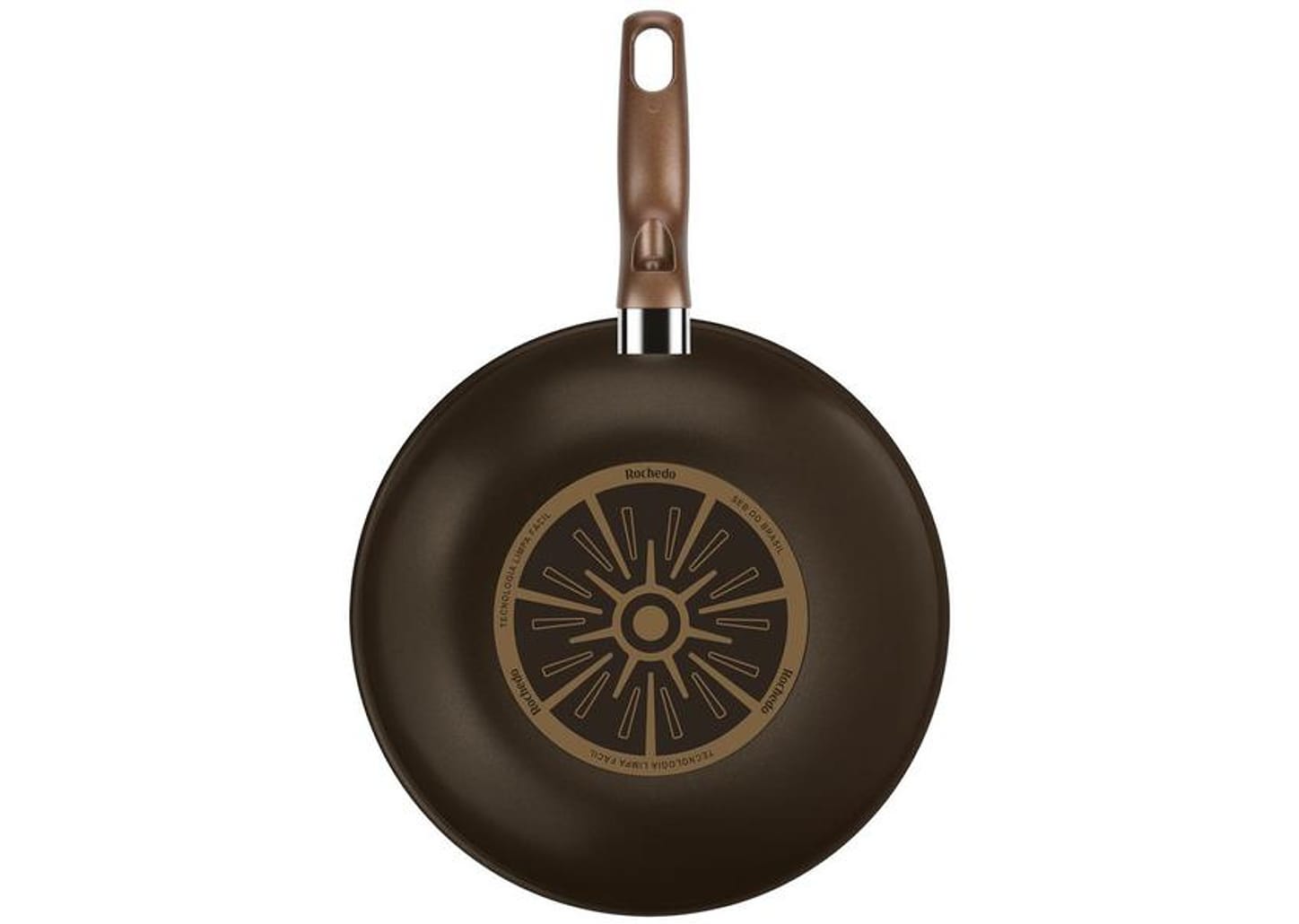 Panela Wok Antiaderente Rochedo de Alumínio Expert Chocolate 24cm