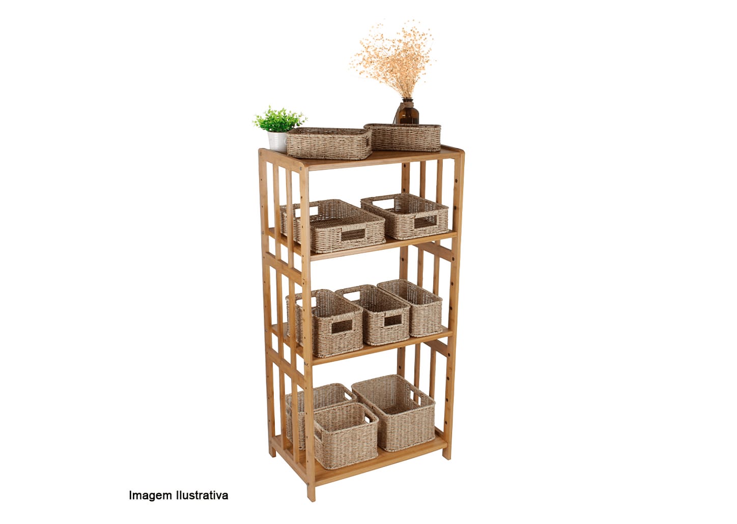 Cesto Organizador De Rattan Sintético 29x13x12cm