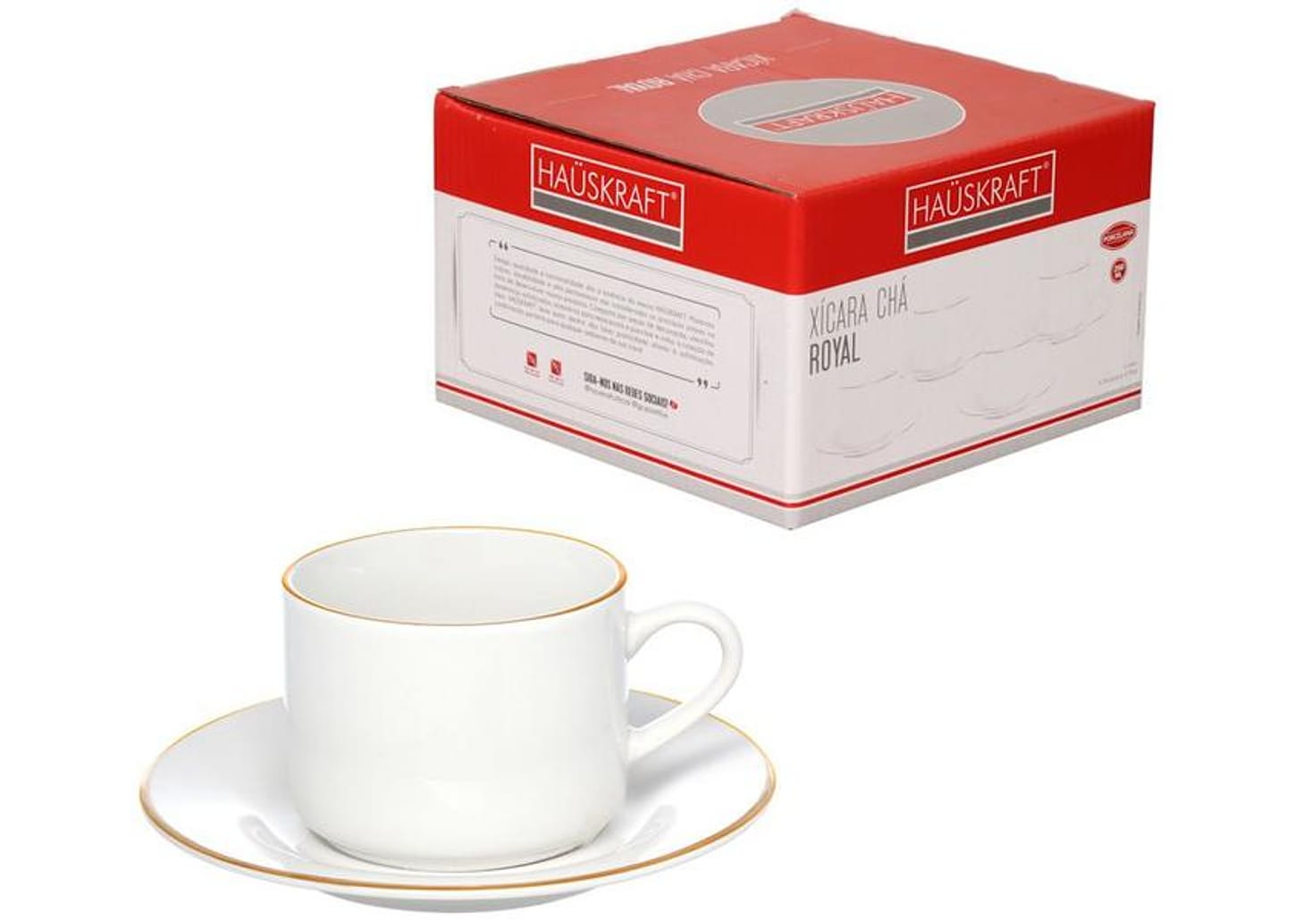 Jogo de Xícaras de Chá de Porcelana 200ml Hauskraft Royal 4 Peças