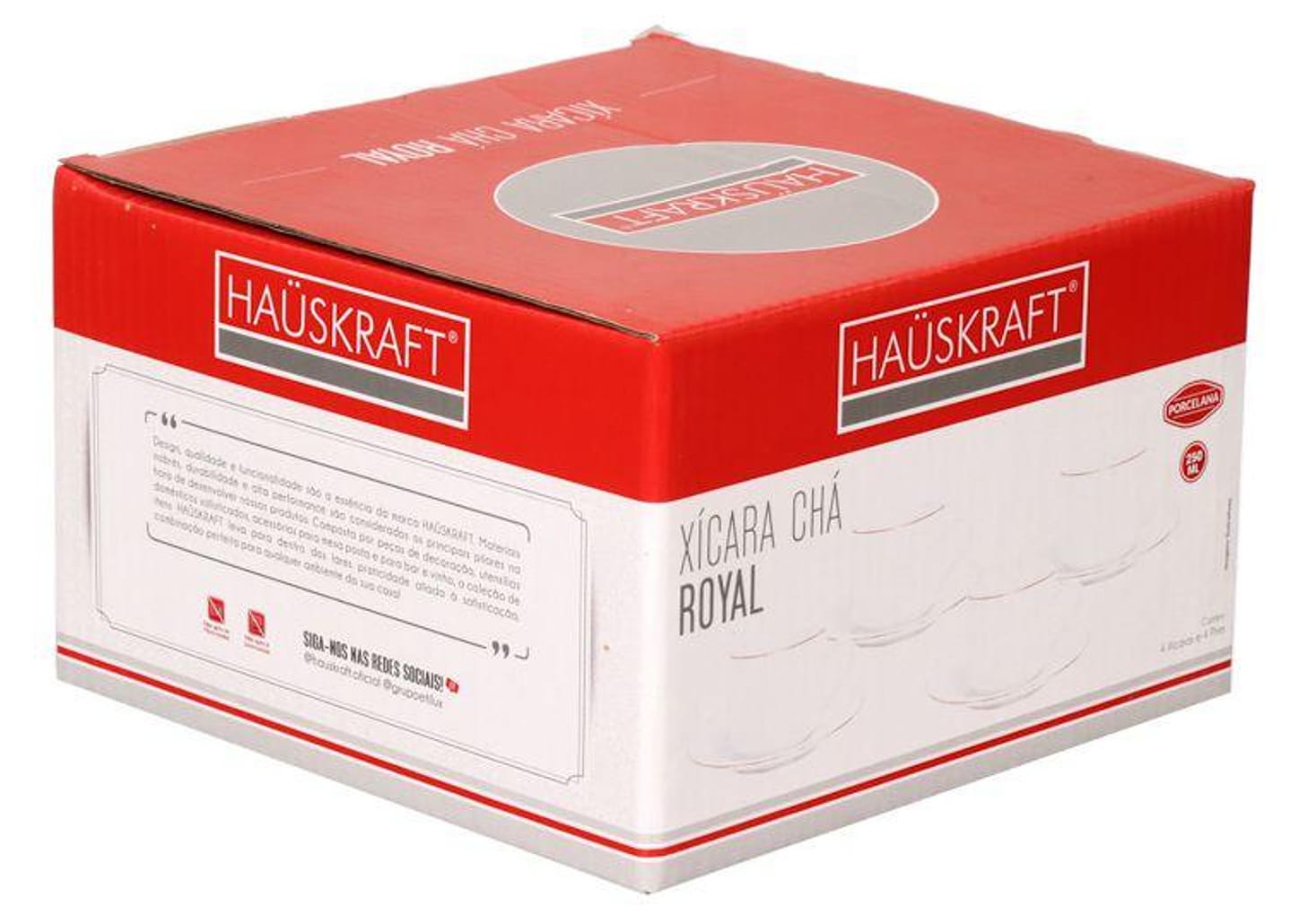 Jogo de Xícaras de Chá de Porcelana 200ml Hauskraft Royal 4 Peças