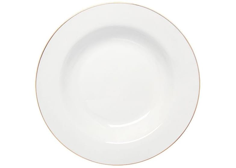 Prato Fundo de Porcelana Branco e Dourado Redondo 22cm Hauskraft Royal
