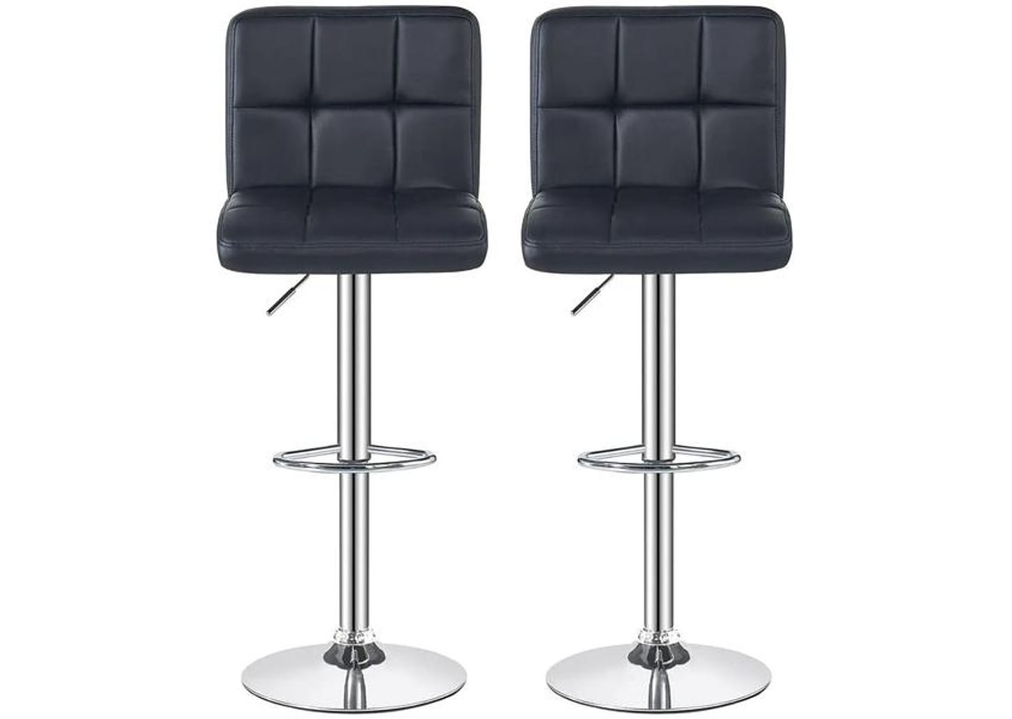 Banqueta Alta Giratória com Encosto Estofado Preto BQT-PU1 2 Peças Otello