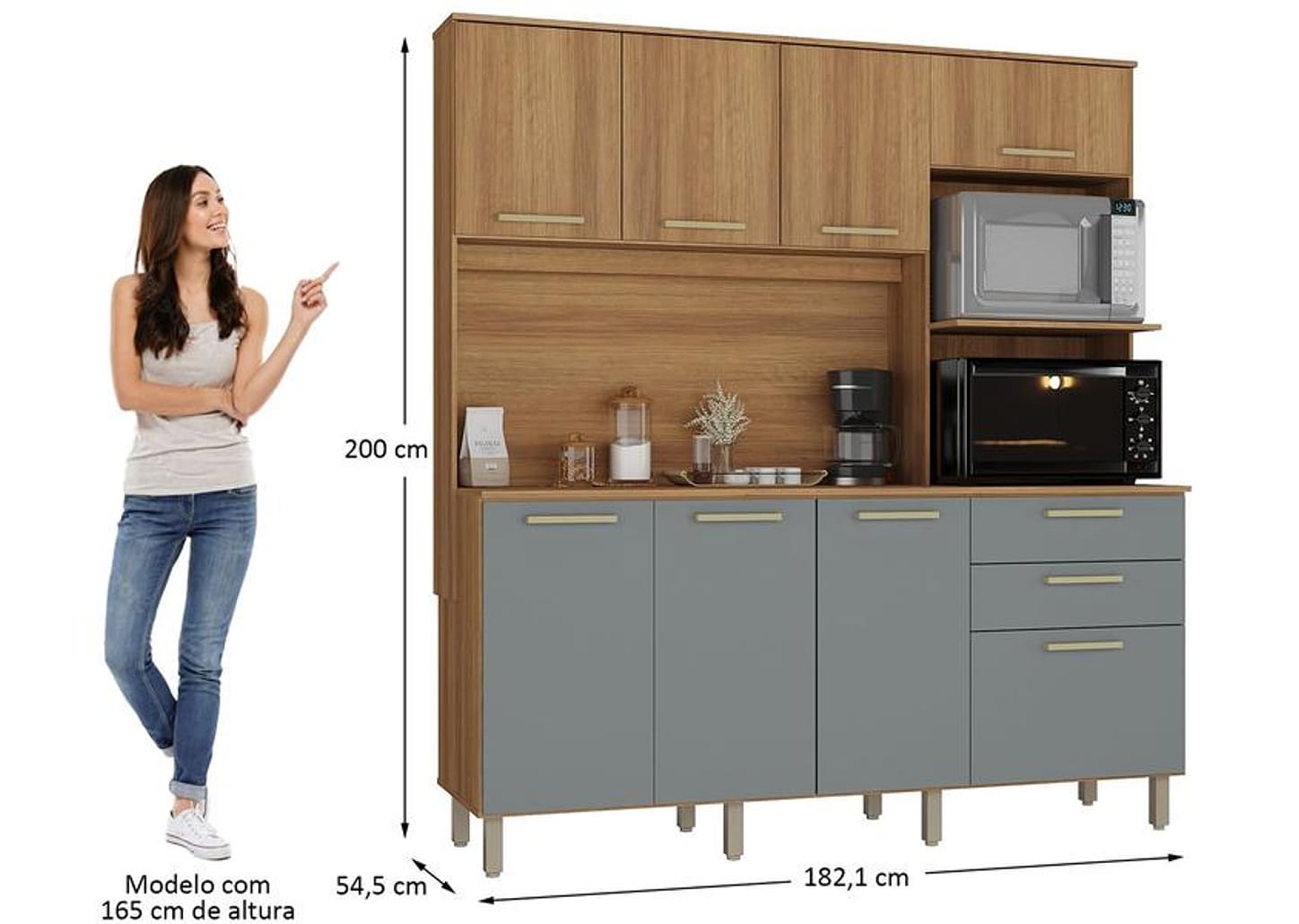 Cozinha Modulada Luciane 354/286 8 Portas 2 Gavetas