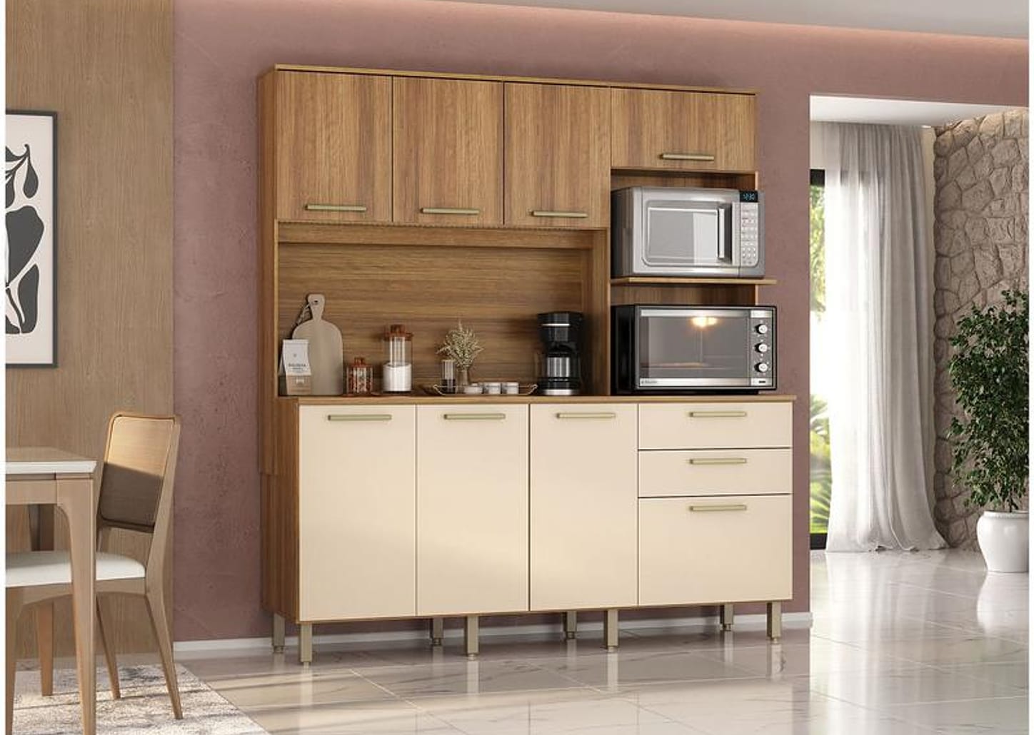 Cozinha Modulada Luciane 354/287 8 Portas 2 Gavetas