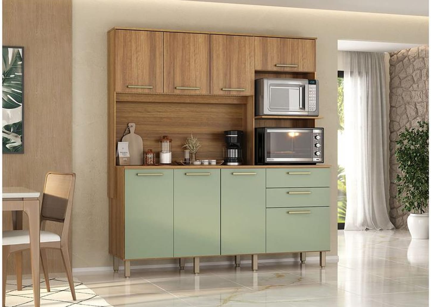 Cozinha Modulada Luciane 354/288 8 Portas 2 Gavetas