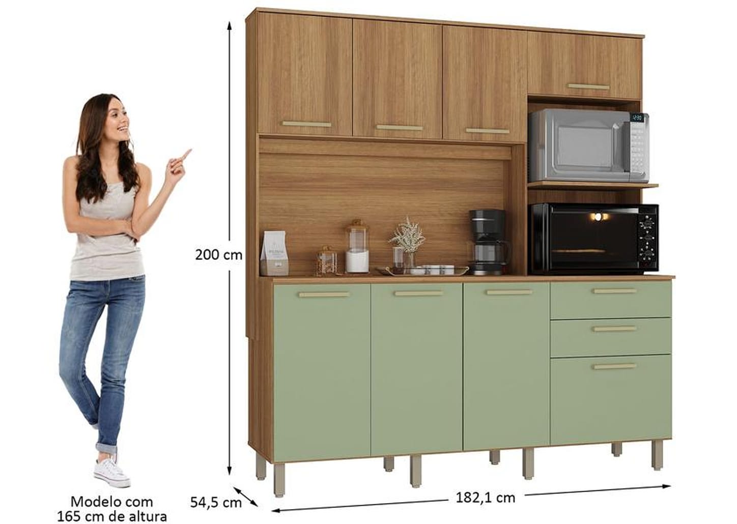 Cozinha Modulada Luciane 354/288 8 Portas 2 Gavetas