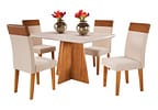 Mesa de Jantar 4 Cadeiras Retangular Mel e Off White Viena