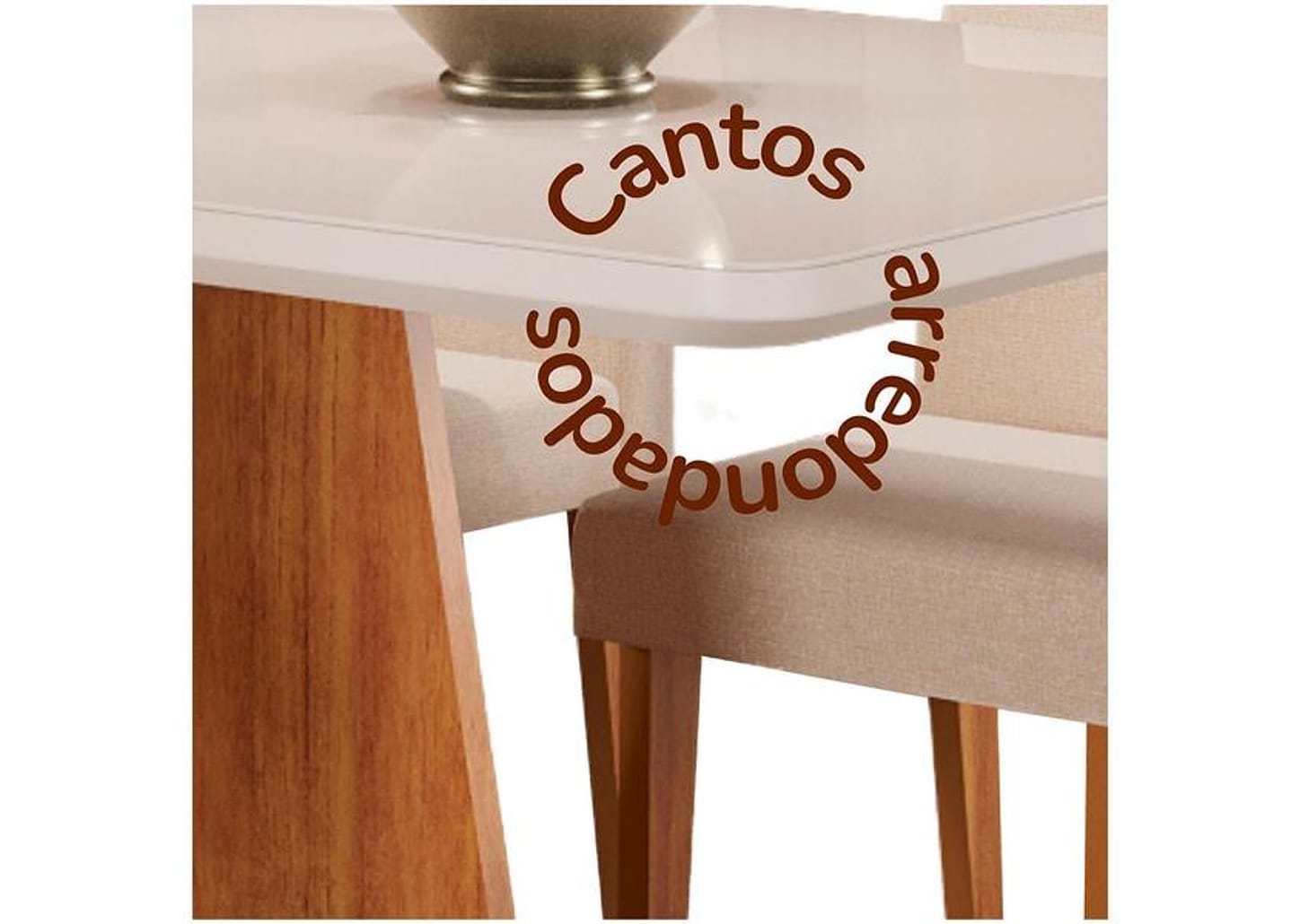 Mesa de Jantar 6 Cadeiras Retangular Mel e Off White Viena