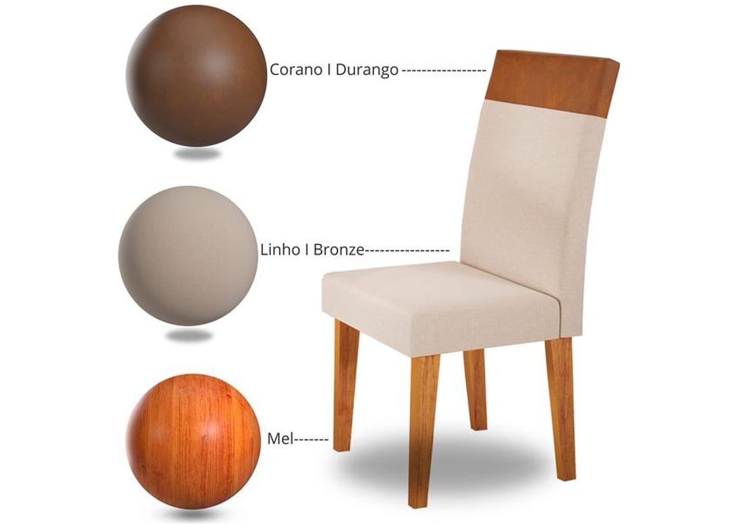 Mesa de Jantar 4 Cadeiras Retangular Mel e Off White Viena