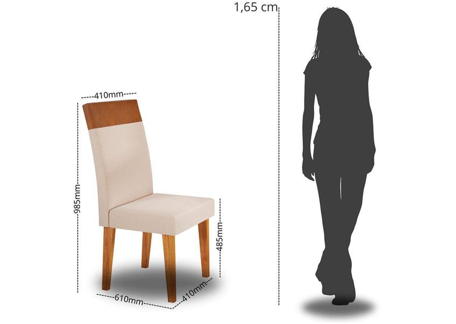 Mesa de Jantar 4 Cadeiras Retangular Mel e Off White Viena