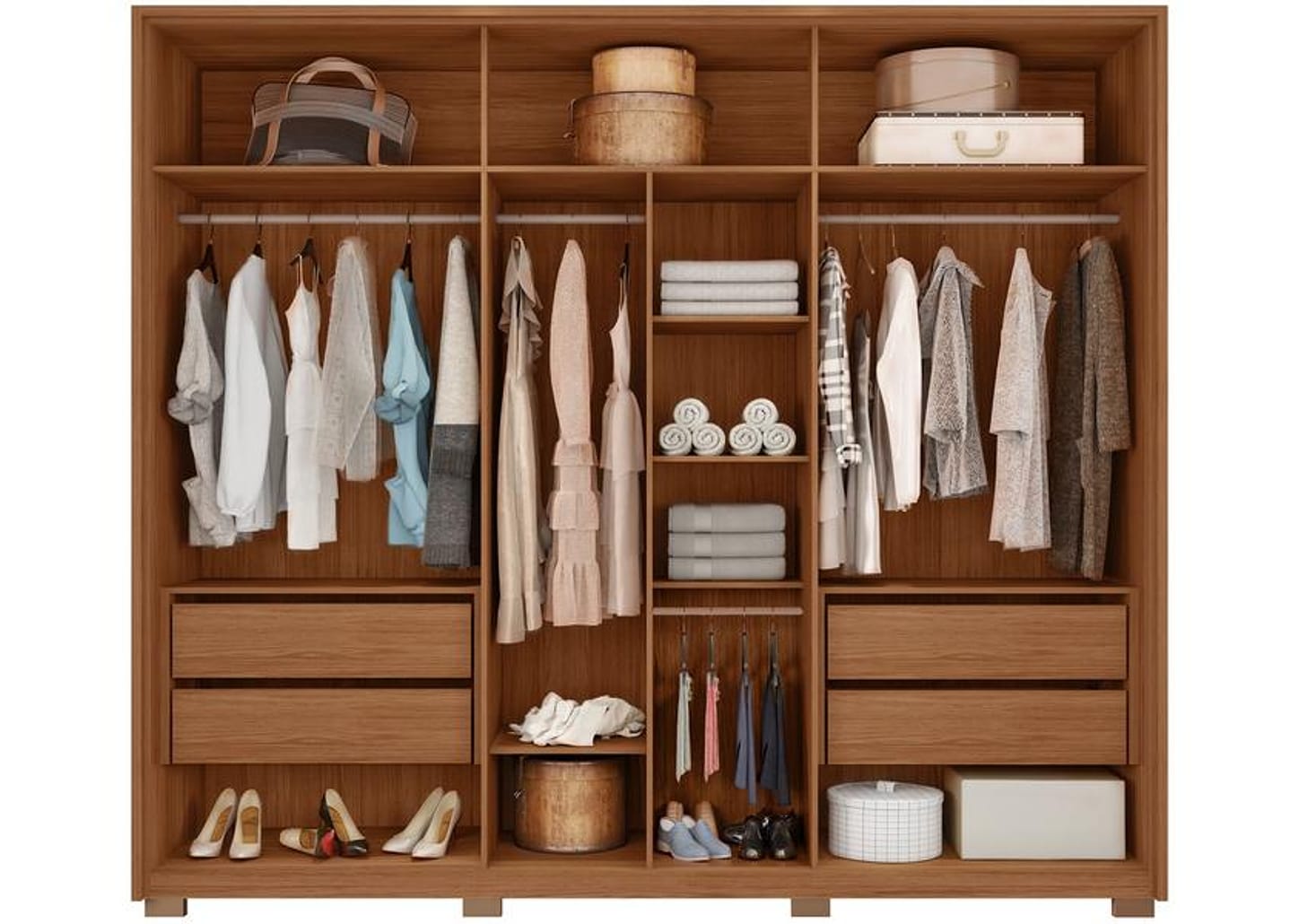 Guarda-roupa Casal 4 Gavetas 6 Portas Caemmun Centurium