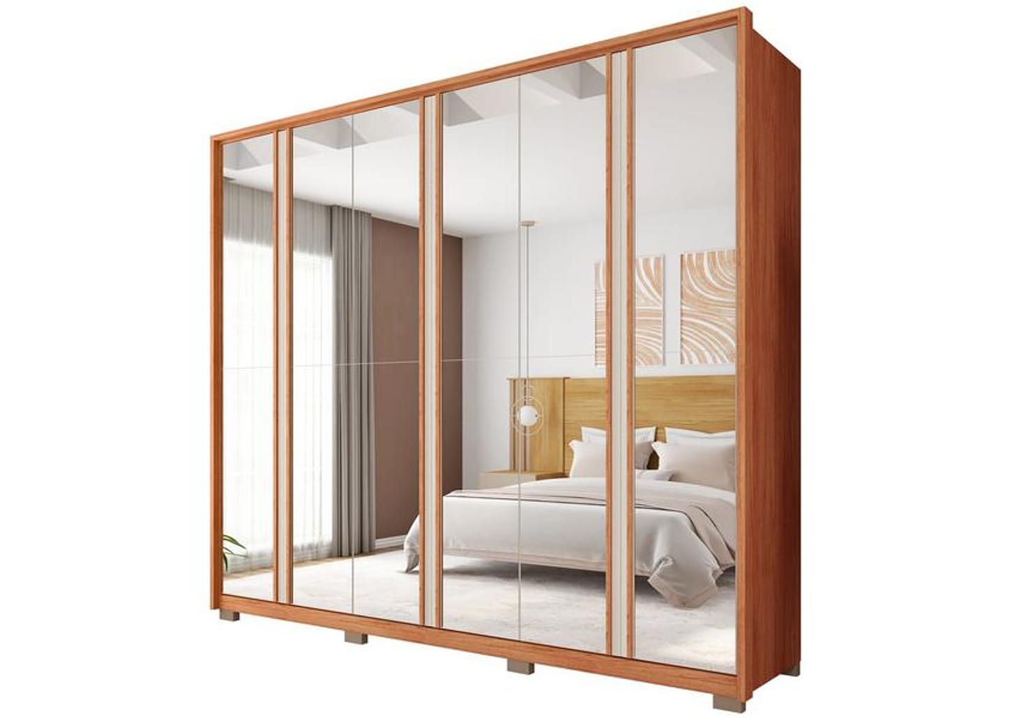 Guarda-roupa Casal com Espelho 6 Gavetas 6 Portas Caemmun Gladiador