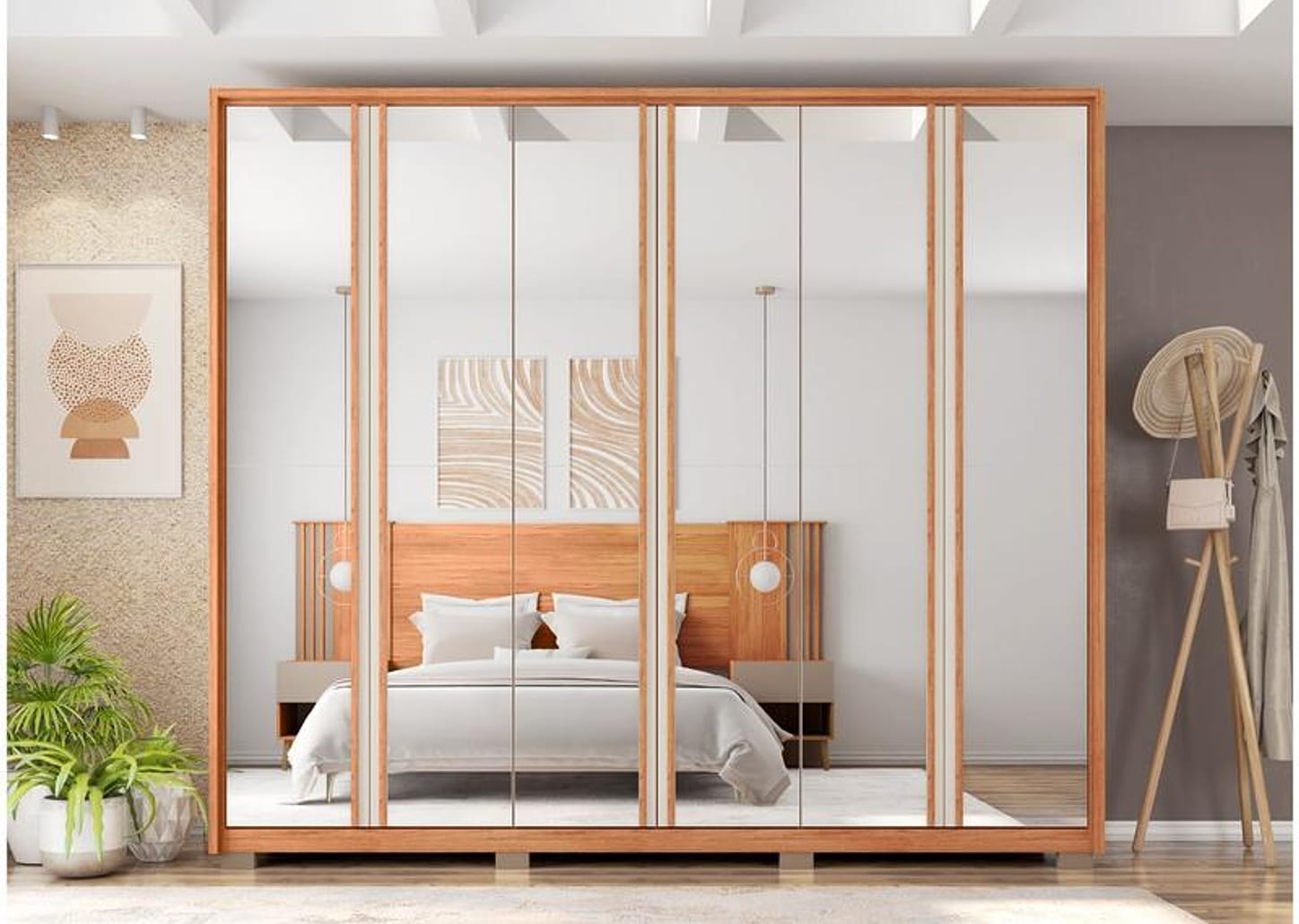 Guarda-roupa Casal com Espelho 6 Gavetas 6 Portas Caemmun Gladiador