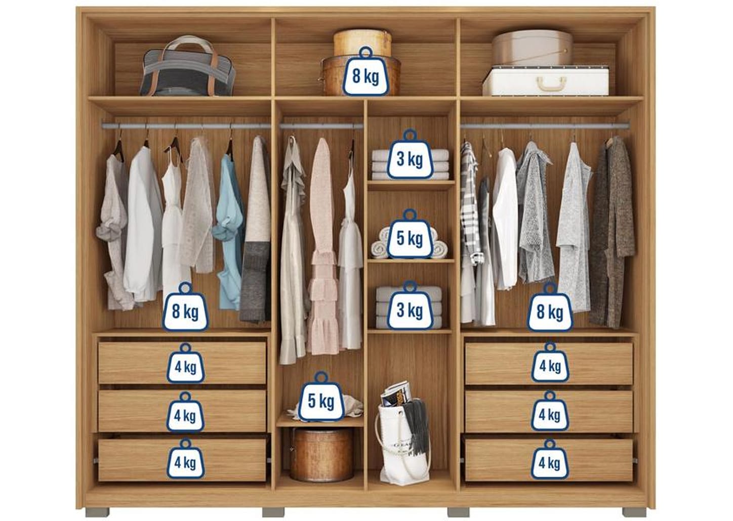 Guarda-roupa Casal 6 Portas 6 Gavetas Caemmun Centurium