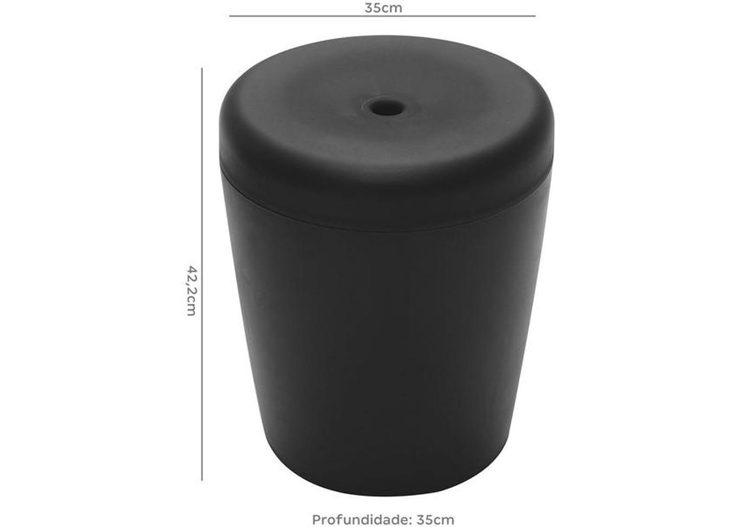 Puff Baú Redondo Infantil Preto - Basic Tramontina