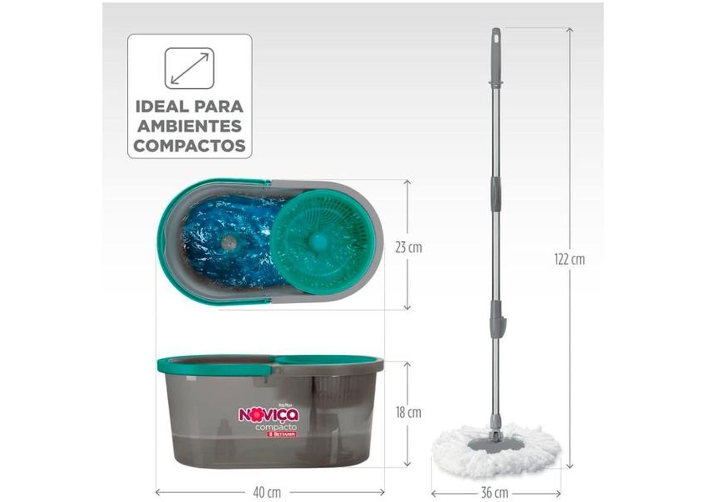 Mop Giratório Bettanin Noviça Compacto com Balde