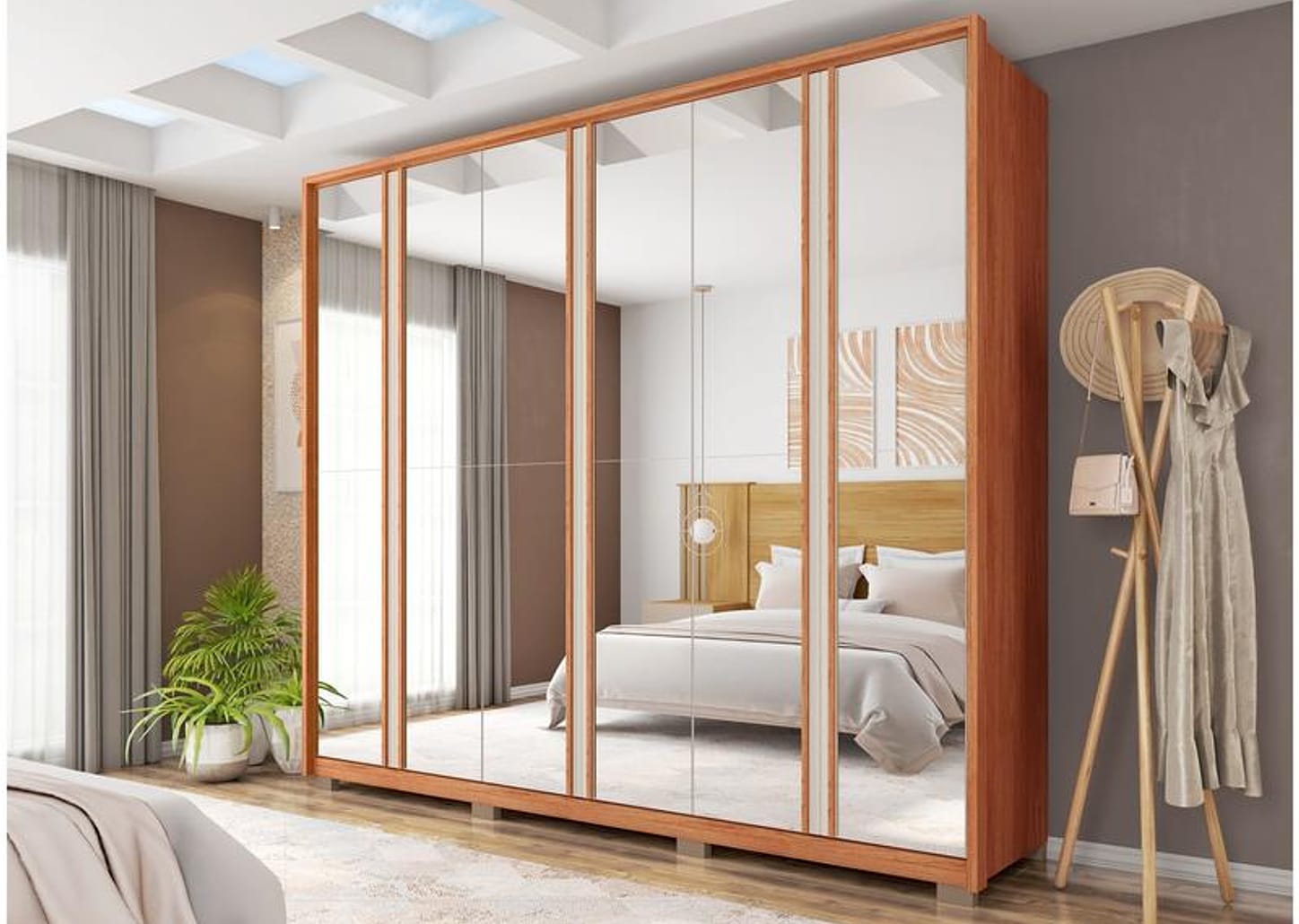 Guarda-roupa Casal com Espelho 4 Gavetas 6 Portas Caemmun Gladiador