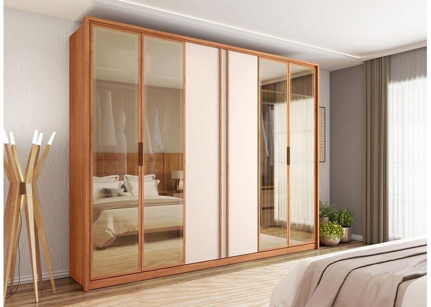 Guarda-roupa Casal 6 Gavetas 6 Portas Caemmun Cristal