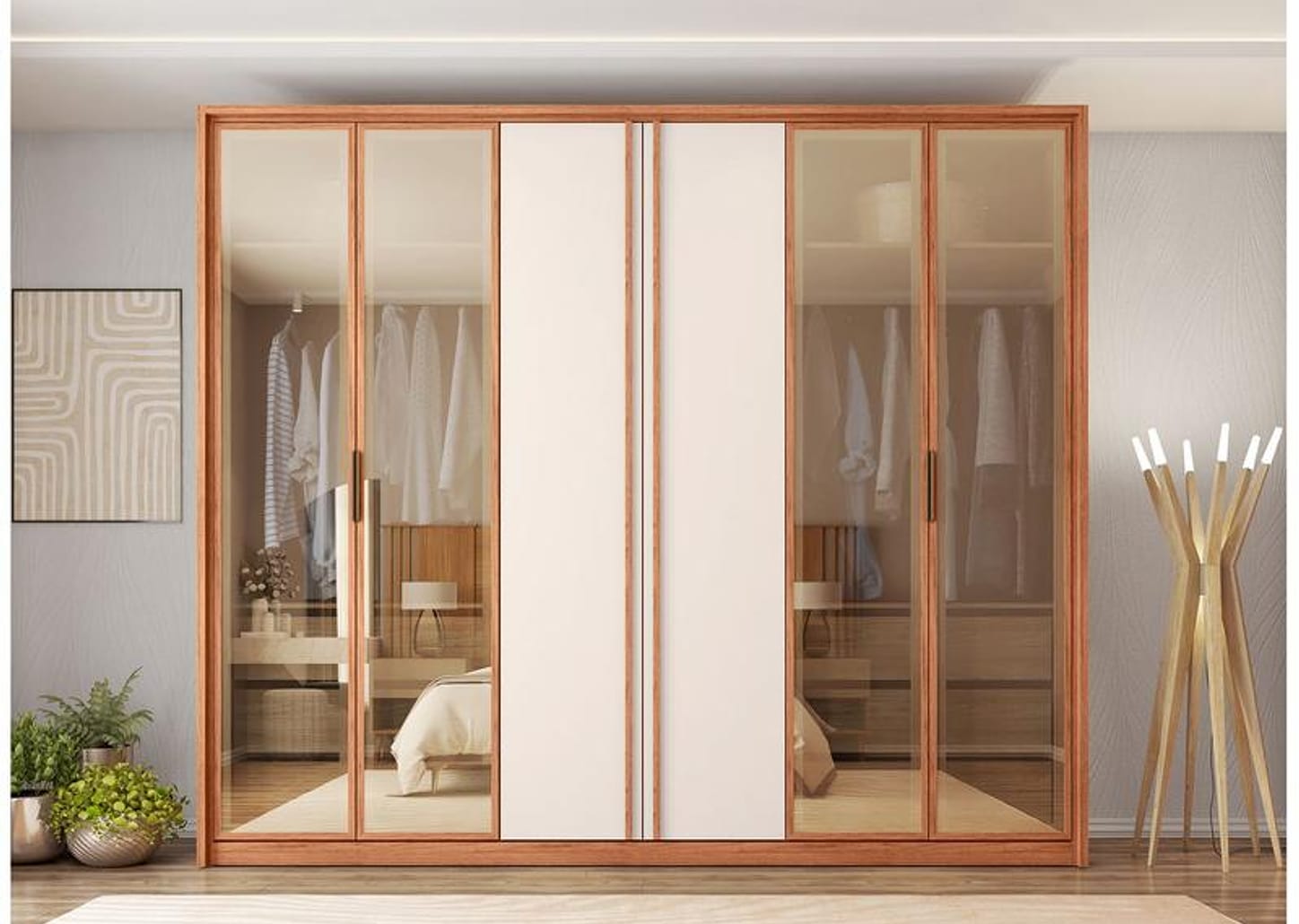 Guarda-roupa Casal 6 Gavetas 6 Portas Caemmun Cristal