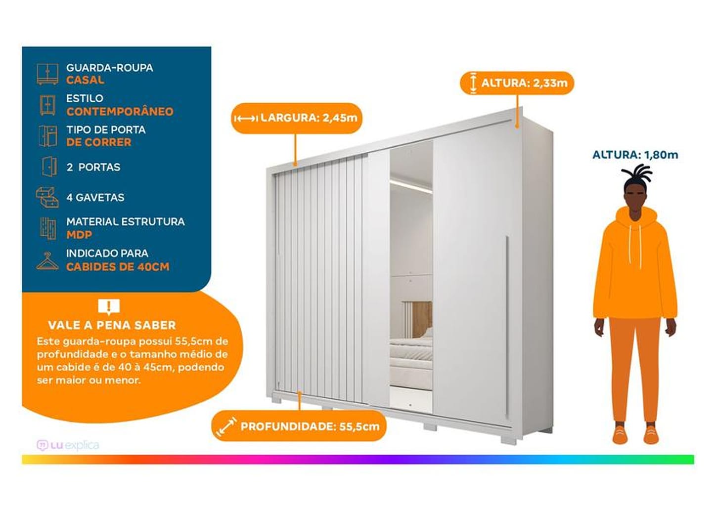 Guarda-roupa Casal 4 Gavetas 2 Portas Caemmun Romanus