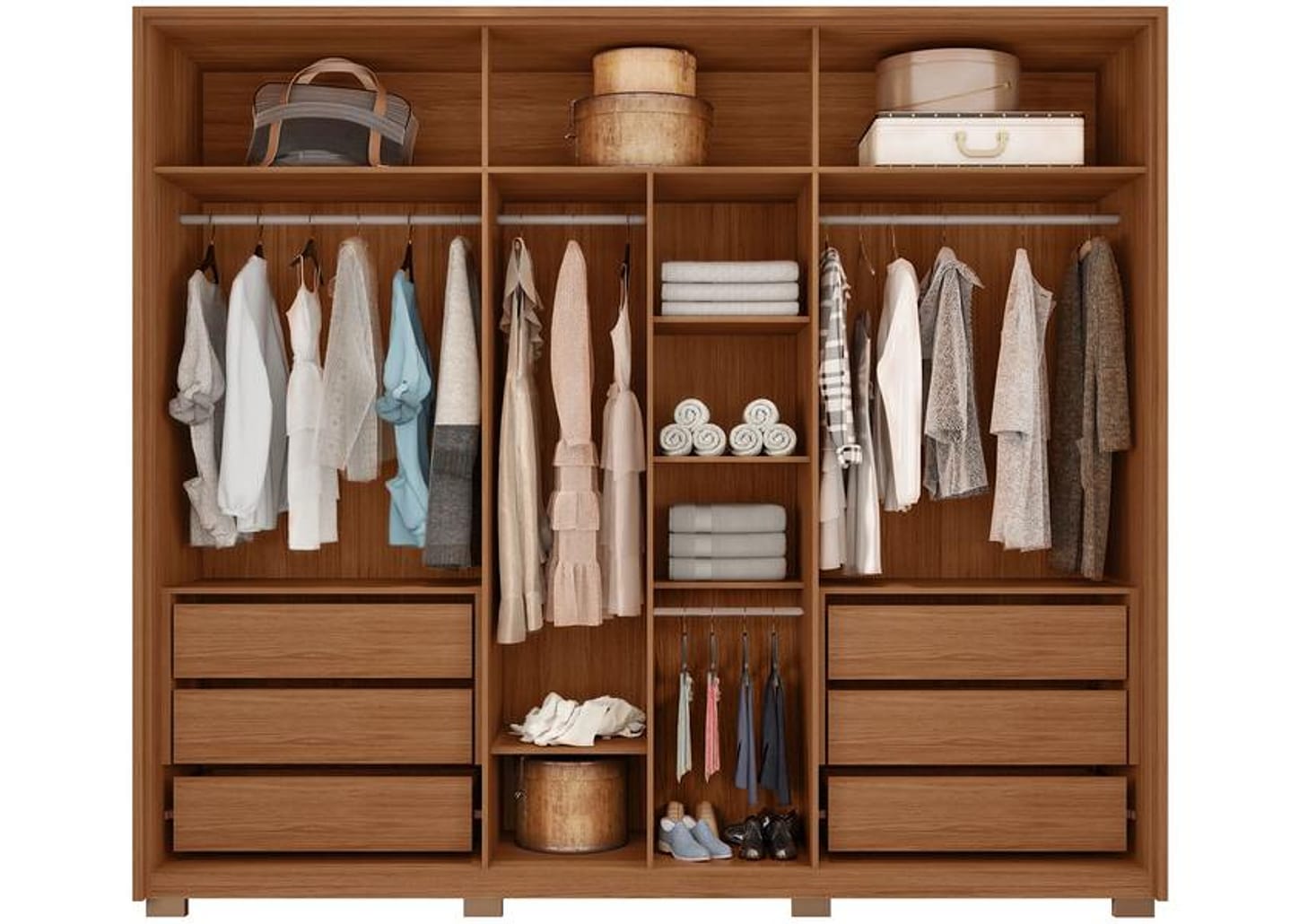 Guarda-roupa Casal 6 Gavetas 6 Portas Caemmun Cristal