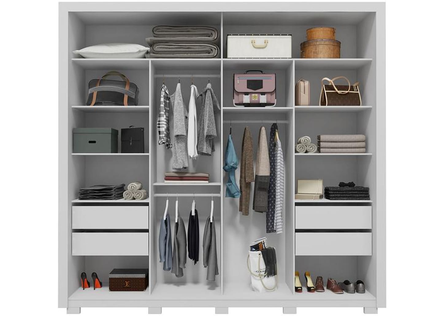 Guarda-roupa Casal 4 Gavetas 2 Portas Caemmun Romanus