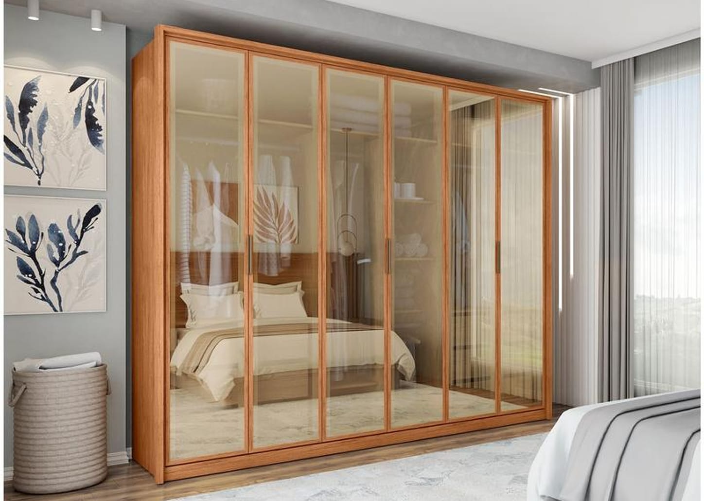 Guarda-roupa Casal 6 Gavetas 6 Portas Caemmun Reflex